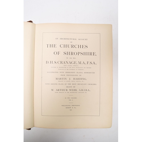 76 - CRANAGE, DHS, An Architectural Account of the Churches of Shropshire, 4to, Wellington 1901-12. Parts... 