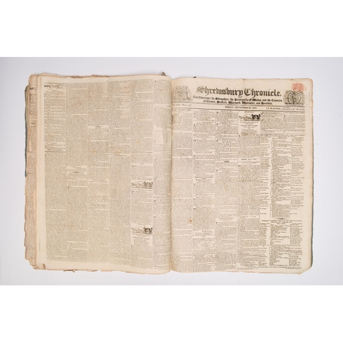 82 - SHREWSBURY CHRONICLE, January 6th - December 29th 1815. Bound volume, limp covers. With Shrewsbury C... 