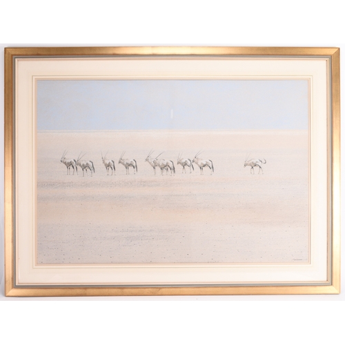 105 - Kim Donaldson (b.1952) Gemsbok in a Desert Landscape, Etosha, Namibia, signed lower right, pastel, 6... 