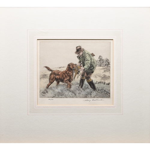 2 - Henry Wilkinson (1921-2011) A Collection of five gun dog etchings, including a yellow labrador with ... 