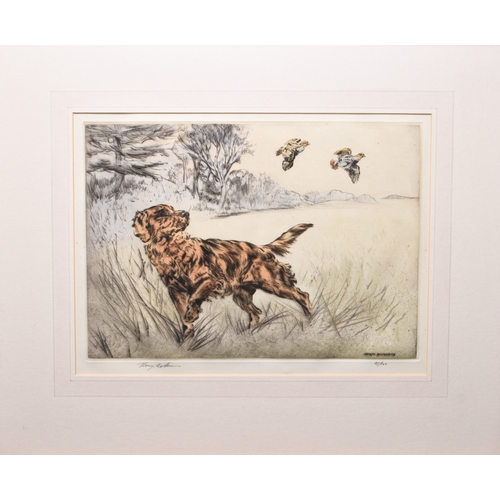 2 - Henry Wilkinson (1921-2011) A Collection of five gun dog etchings, including a yellow labrador with ... 