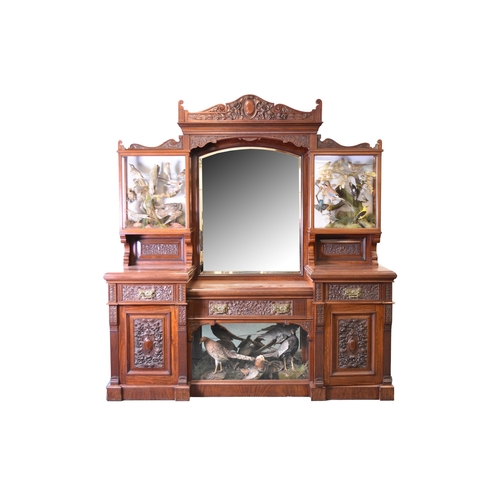 56 - A rare and very unusual late Victorian carved mahogany mirror-back taxidermy sideboard Attributed to... 