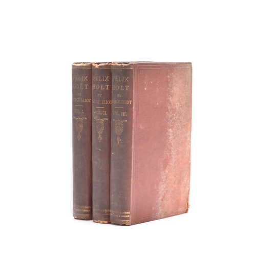 25 - ELLIOT, George, The Mill on the Floss. 3 vols, 1st edition 1860. Original cloth. Cloth damp marked o... 