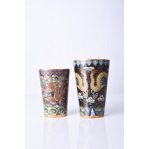 110 - Two Chinese cloisonne cups, Qing Dynasty, 19th century Both of tapering cylindrical form and decorat... 