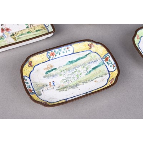 116 - A group of six Chinese enamel hors d'oeuvres dishes Qianlong four-character marks and possibly of th... 