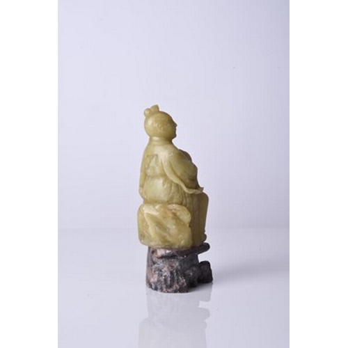 156 - A Chinese carved soapstone figure of a luohan, 19th century 10.5cm high Provenance:Private mid-Wales... 