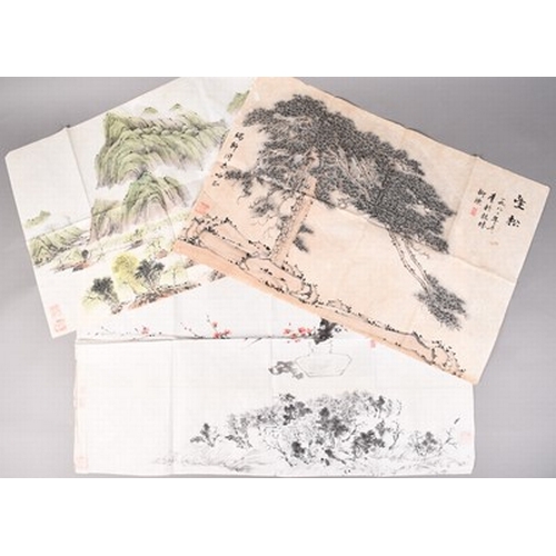 173 - A group of four Chinese school landscape paintings, Qing Dynasty and later Including a scene of two ... 