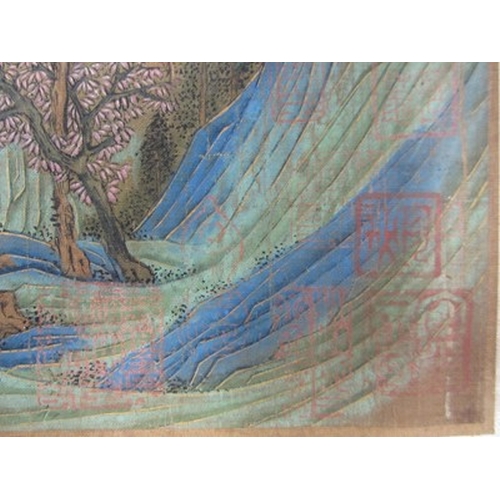 176 - Follower of Zhao Boju, landscape, 18th-19th century Ink and colour on silk, laid on paper scroll, wi... 