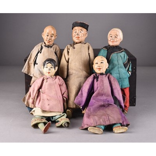 185 - A set of five Chinese 'Door of Hope Mission' dolls, early 20th century Carved and lacquered wood wit... 