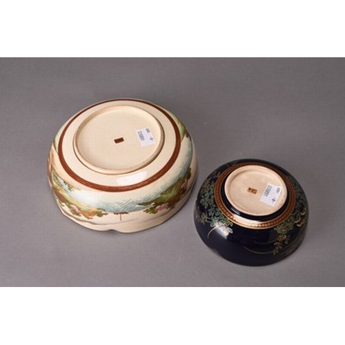 202 - Two Japanese Satsuma pottery bowls, Meiji/Taisho era The first signed Uchida and decorated with a sc... 