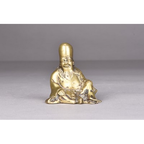 235 - A Japanese bronze okimono of a seated Fukurokuju Meiji era 6cm high