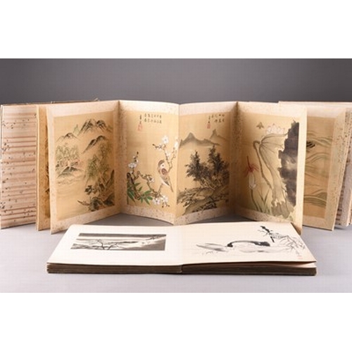 239 - A collection of Japanese paintings and prints, Meiji/Taisho era Including two bound volumes, the fir... 