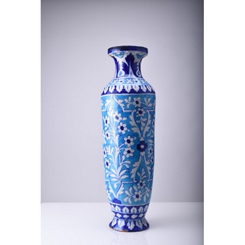 258 - A large Sind pottery vase, late 19th century Of slender ovoid form with everted rim, decorated with ... 