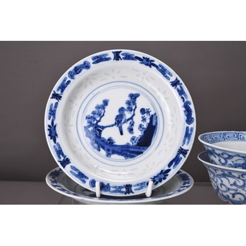 29 - A group of Chinese blue and white porcelain, mainly 18th century Including teabowls, rice bowls, two... 