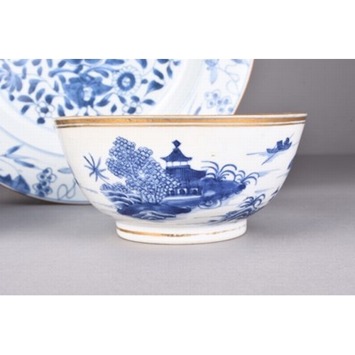 41 - A group of Chinese blue and white porcelain, 18th century Including: A dish decorated with auspiciou... 