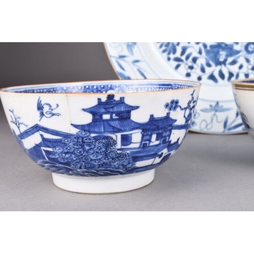 41 - A group of Chinese blue and white porcelain, 18th century Including: A dish decorated with auspiciou... 