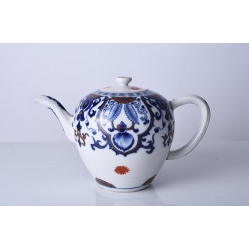 48 - A Chinese Imari teapot and cover, 18th century Of ovoid form and decorated with a formal pattern of ... 