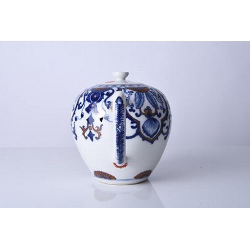 48 - A Chinese Imari teapot and cover, 18th century Of ovoid form and decorated with a formal pattern of ... 