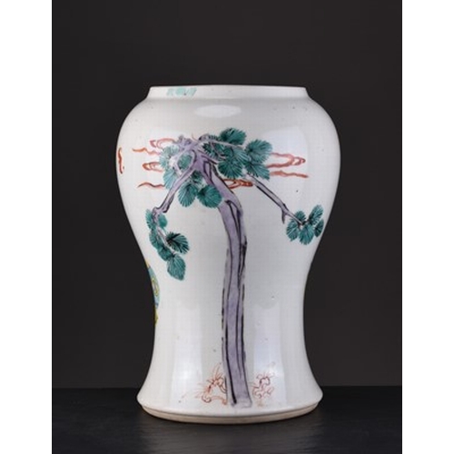 64 - A Chinese famille rose vase, 19th century Of baluster form and decorated in colours with the immorta... 