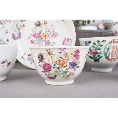 68 - A group of Chinese famille rose porcelain, 18th century and later Including: A 'month cup' bearing K... 