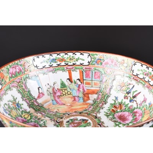 75 - Two Chinese Canton famille rose bowls 23cm and 20.5cm dia. (2)