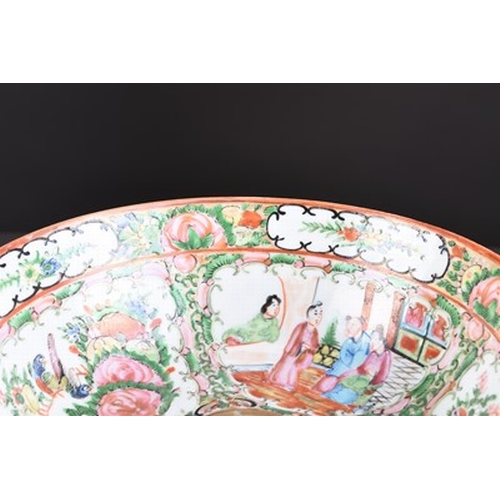 75 - Two Chinese Canton famille rose bowls 23cm and 20.5cm dia. (2)