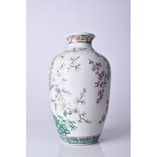 84 - A Chinese style porcelain vase by Emile Samson Of ovoid form and decorated in the famille rose manne... 