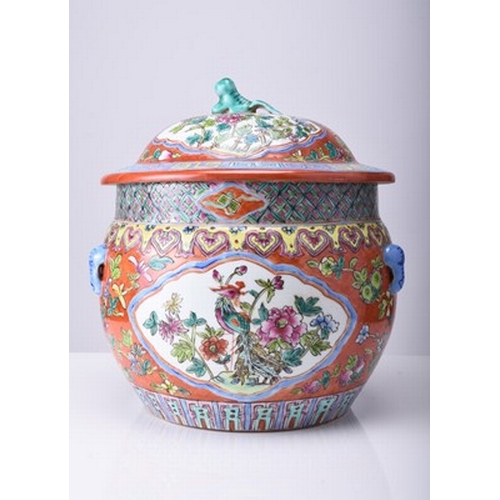 85 - A Chinese Straits porcelain jar and cover, Tongzhi mark but 20th century Of ovoid form and decorated... 