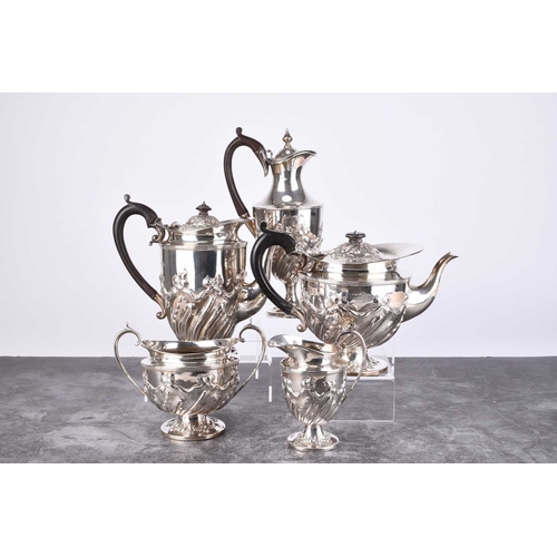 11 - A Victorian five piece silver tea and coffee service, John Aldwinckle & Thomas Slater, London 1891, ... 