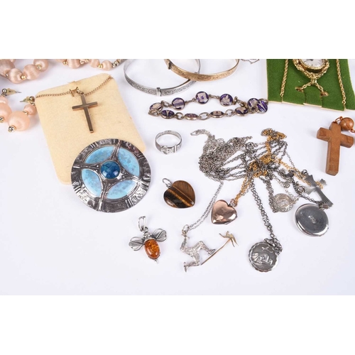 111 - A large collection of jewellery, costume jewellery and watches, to include; a 9ct gold crucifix on c... 