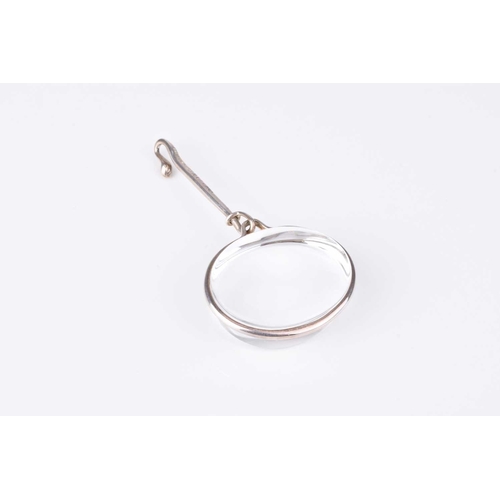 127 - A Georg Jensen silver collarette by Vivianna Torun with two interchangeable quartz pendants, the sil... 