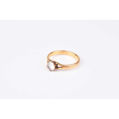 179 - A 22ct gold ring set with single faceted white paste, ring size Q, weight approx 4.1g