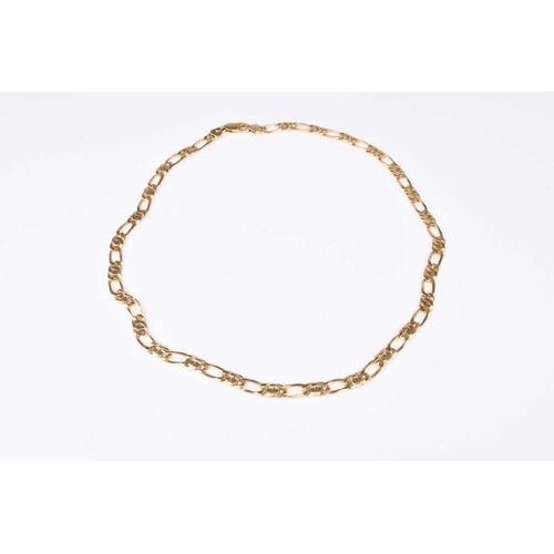 192 - A 9ct gold faceted curb link chain necklace, with lobster claw fastening, 45cm long, weight approx 1... 