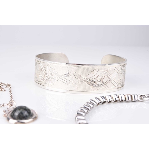 216 - Two Clogau silver bracelets, together with a pair of 9ct white gold diamond earrings, weight approx ... 