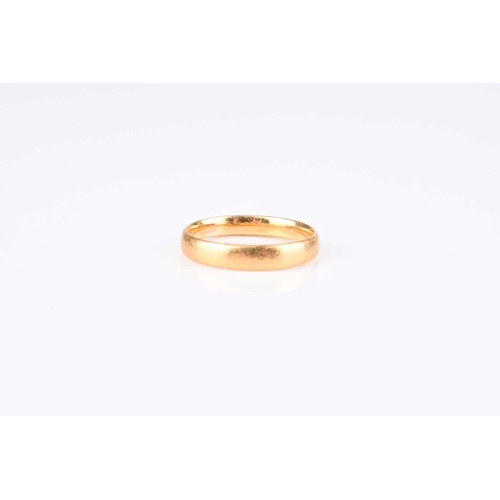 233 - A 22ct gold wedding band, size K, weight approx 2.9g