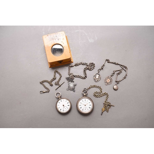 270 - Two silver open face pocket watches The first Waltham, hallmarked 1892, full plate movement, key win... 