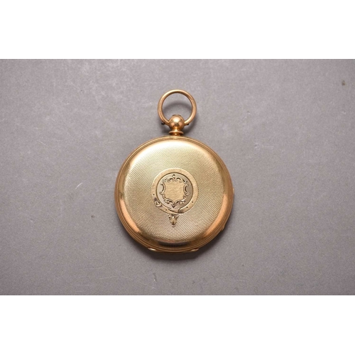 275 - An 18ct gold open face pocket watch Date: Hallmark for 1857 Movement: 3/4 plate lever, signed Wakefi... 