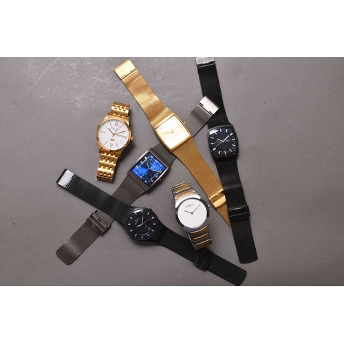 279 - A group of Scandinavian design gentleman's wristwatches Including: Two Skagen black coated titanium ... 