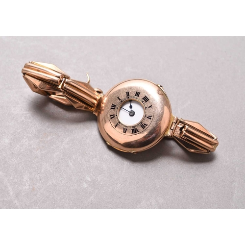 299 - A lady's 9ct gold wristwatch Date: Circa 1913 Movement: Jewelled manual wind (lacking crown) Dial: W... 