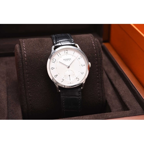 300 - Hermes: A gentleman's stainless steel wristwatch Model: Slim d'Hermes Reference: CA2.810 Date: 2015 ... 