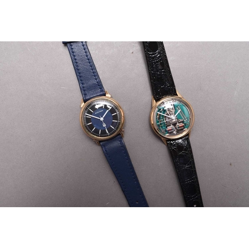 310 - Bulova: Two gentleman's Accutron battery wristwatches The first a Spaceview with white hands and cen... 