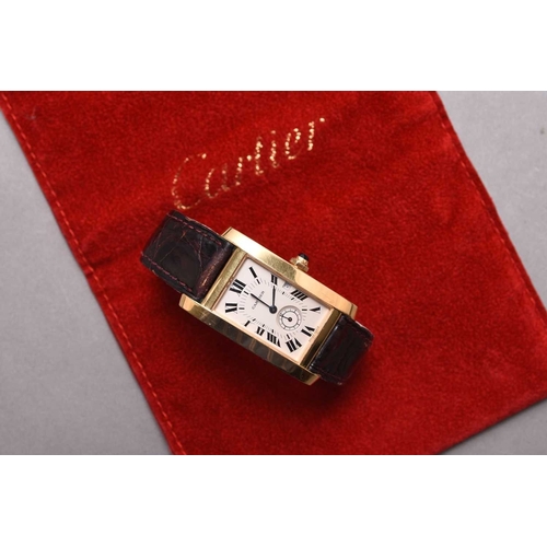 311 - Cartier: A gentleman's 18ct gold wristwatch Model: Tank Américaine Reference: 2556 Date: 1989 Moveme... 