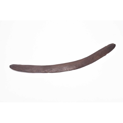 330 - A hand-carved wooden boomerang, believed to be Australian (Aboriginal) 19th century, of typical form... 