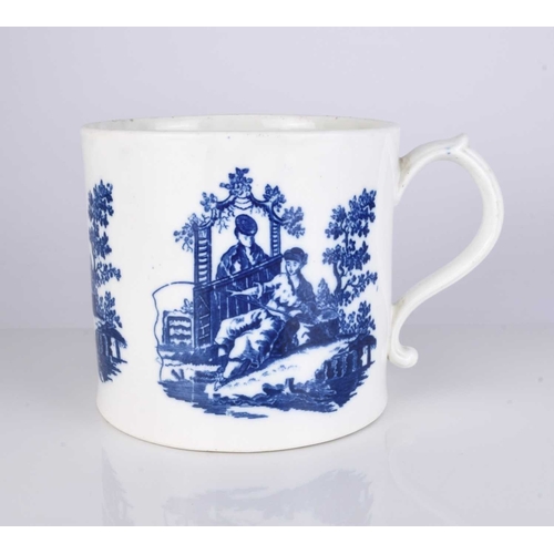 424 - A substantial Caughley porcelain porter mug, circa 1780, with capacity for three pints, transfer-pri... 