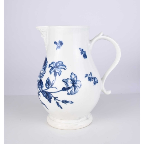 425 - A rare Caughley porcelain 'Thorny Rose' mask-head jug, circa 1775-79, transfer-printed in underglaze... 