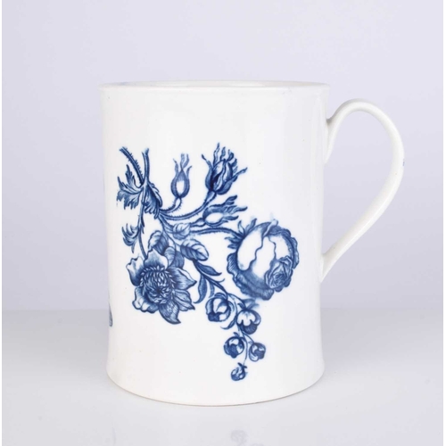 428 - A rare and large Caughley porcelain mug in the 'Natural Sprays' pattern, circa 1775-80, transfer-pri... 