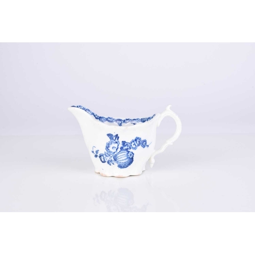 430 - A Caughley 'Gooseberry / Fruit and Wreath' low Chelsea ewer, circa 1780, transfer-printed in undergl... 