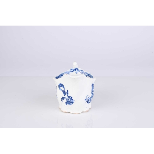 430 - A Caughley 'Gooseberry / Fruit and Wreath' low Chelsea ewer, circa 1780, transfer-printed in undergl... 