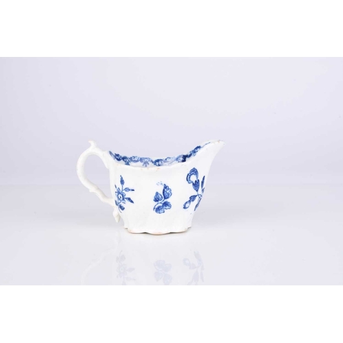 430 - A Caughley 'Gooseberry / Fruit and Wreath' low Chelsea ewer, circa 1780, transfer-printed in undergl... 