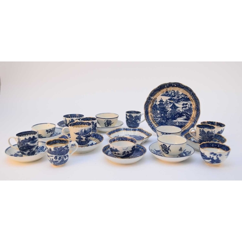 433 - An assorted collection of Caughley blue and white porcelain, 18th century, comprising the following ... 